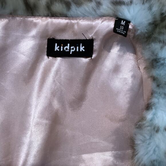 KIDPIK Leopard Print Blue and Brown Faux Fur Soft Jacket/Coat Girls Medium - Picture 3 of 10